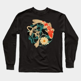 Koi Fish and Lotus Flower Pond Long Sleeve T-Shirt